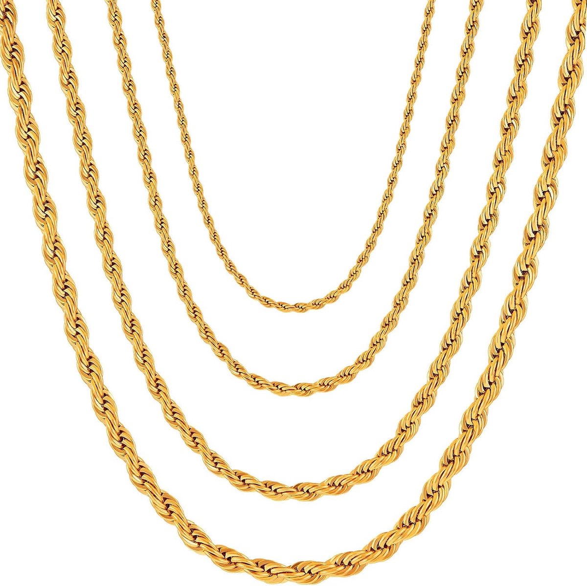 Gevlochten halsketting van 2 mm, 3 mm, 4 mm, 5 mm in roestvrij staal, sieraden voor mannen vrouwen