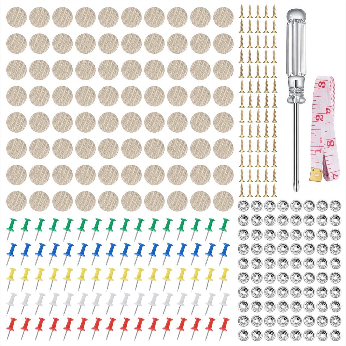 Reparatieset voor dakhemel, 80 stuks, universele autodakklinknagels met spelden, schroevendraaier, meetlint en kunststof doos, reparatie voor alle auto's, beige