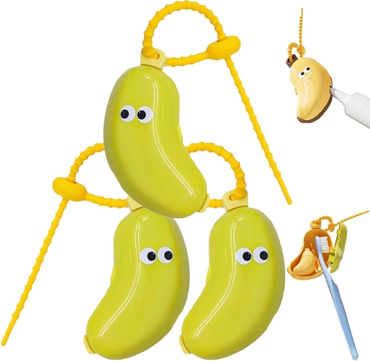 Banaan Tandenborstel Hoes - Reisbeschermer Dop - Hygiënisch Opbergen - Ventilerend Ontwerp - 3 Stuks - Groen