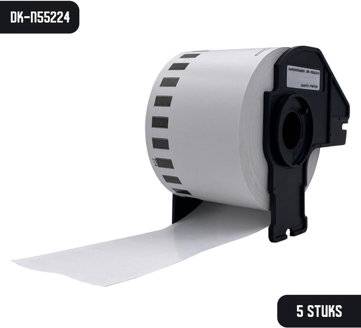 Doorlopende labelrol 54 mm x 30,5 m - Zwart op wit - Papier - Flexibel voor maatwerk etiketten - SnelShoppen