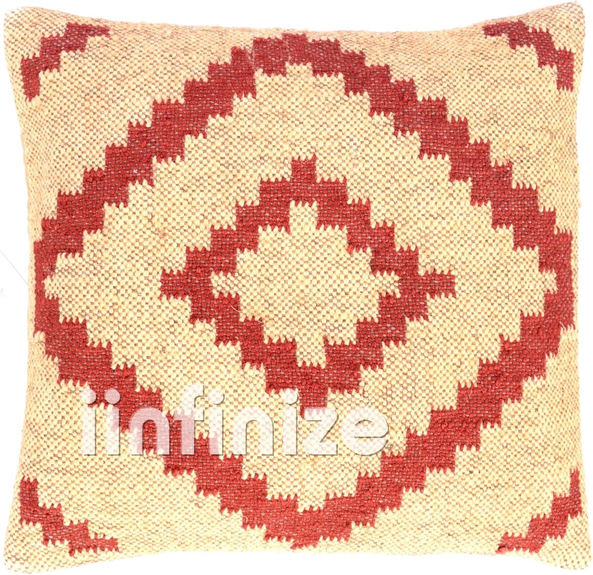 Kussenhoes 18x18 Inch - Handgeweven Wol-Jute - Vintage Rustiek Kelim Design - Perfect voor de woonkamer - SnelShoppen