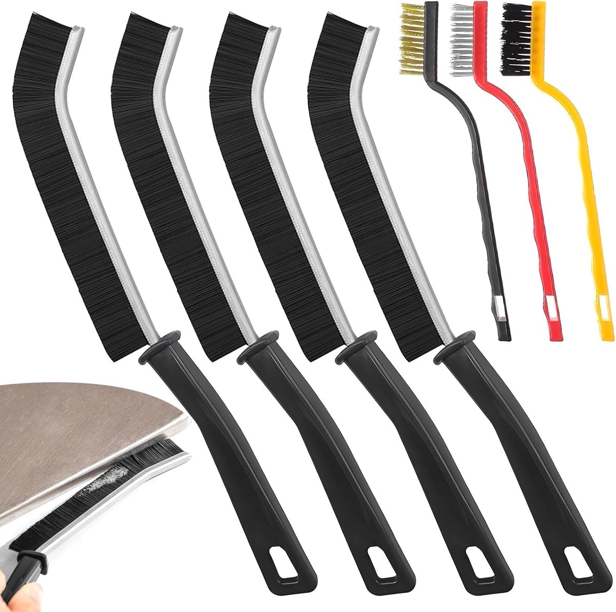 7 stuks splijtreinigingsborstel, crevice cleaning brush, voegenreinigingsborstel, schrobborstel, gap cleaning brush, borstel-poetsset voor dieptereiniging voor keuken, badkamer, raam