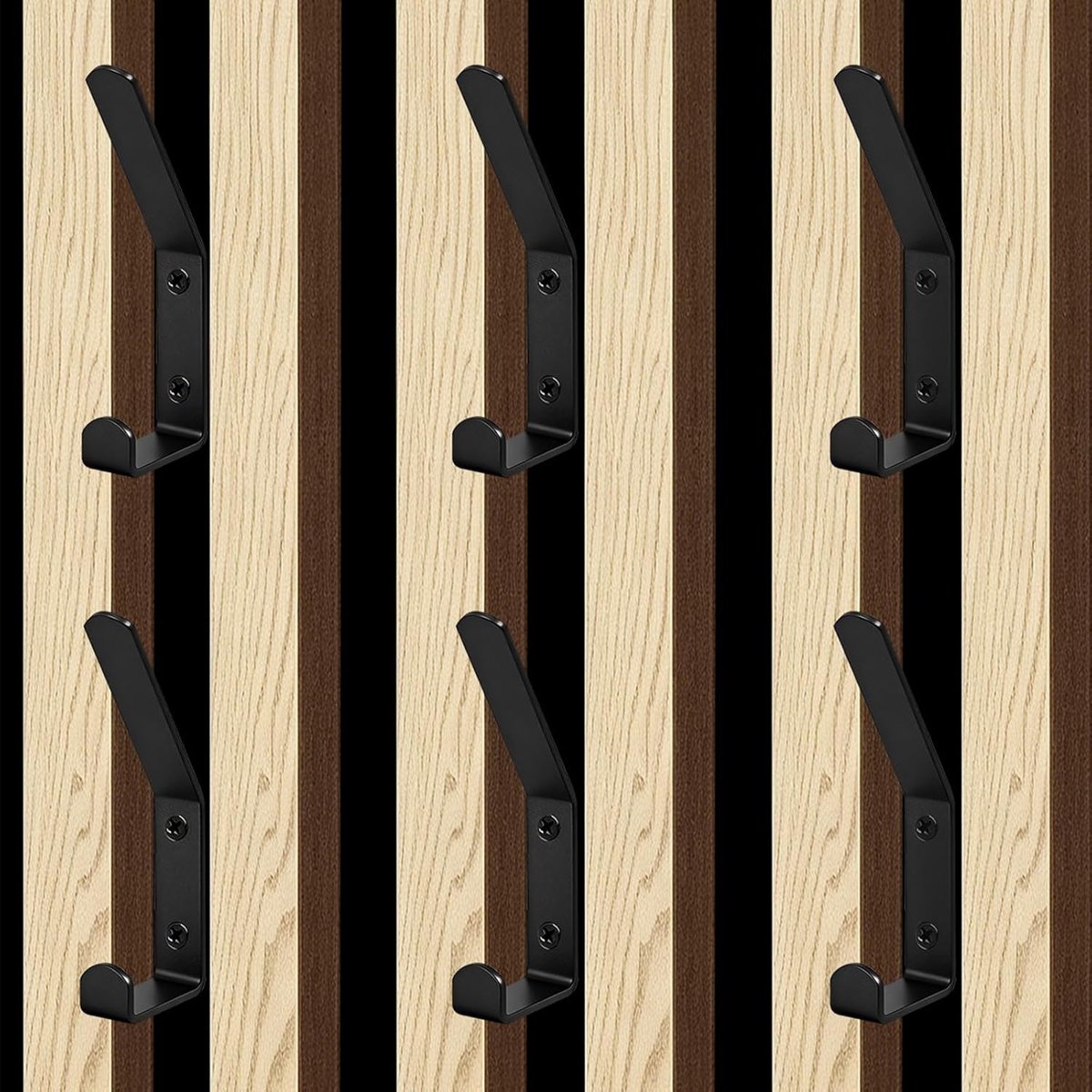 6 stuks garderobehaken, akoestische panelen, accessoires met spreidpluggen, kledinghaken voor akoestische panelen, zwarte garderobehaken, voor slaapkamer, woonkamer, badkamer, kledingkast, robuuste