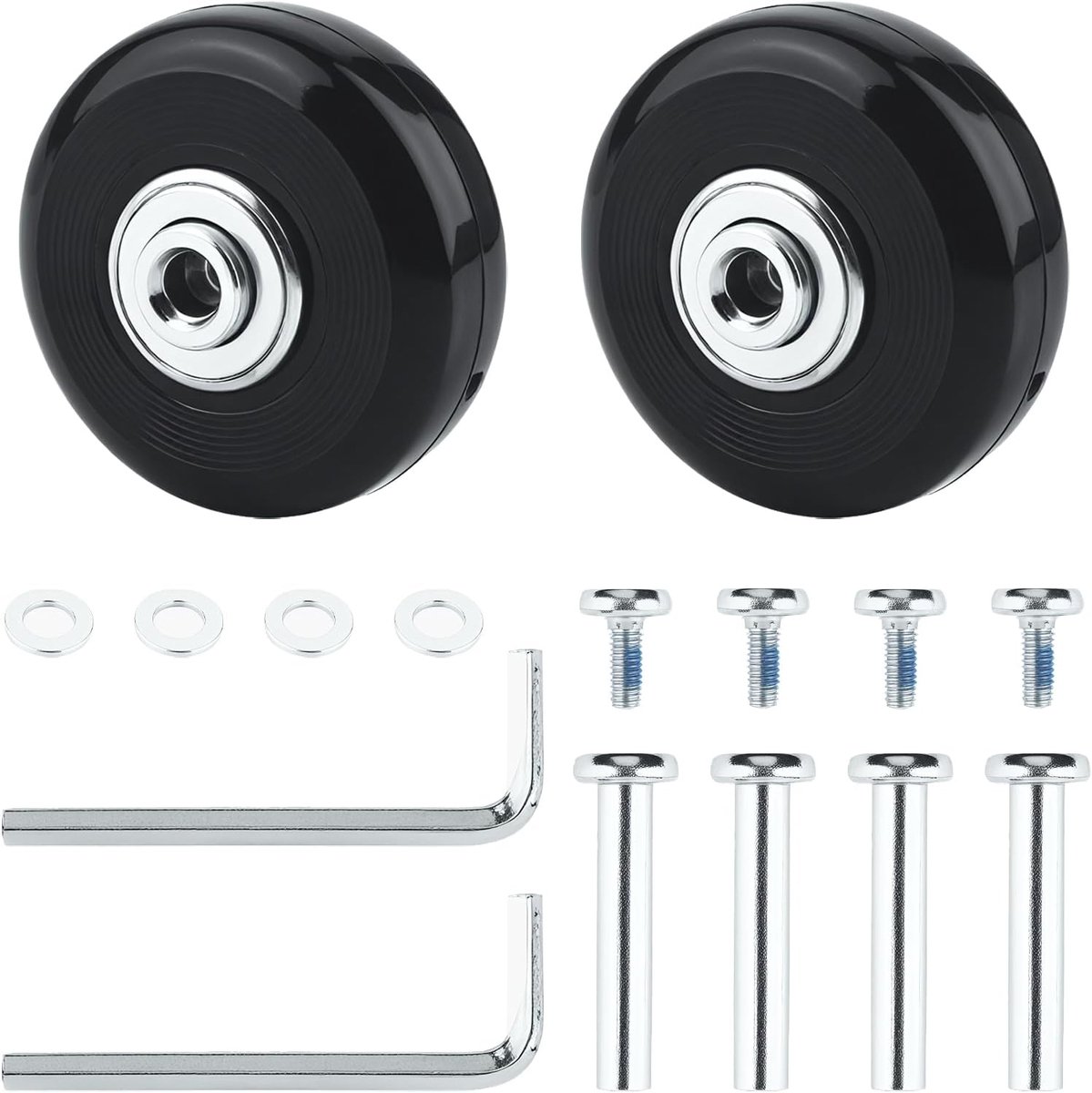 Universele reservewielen voor bagagekoffer, 50 mm x 18 mm, rubberen wielen met zwenkwielen, geschikt voor koffer en bagage, 2 stuks reservewielen, bagage