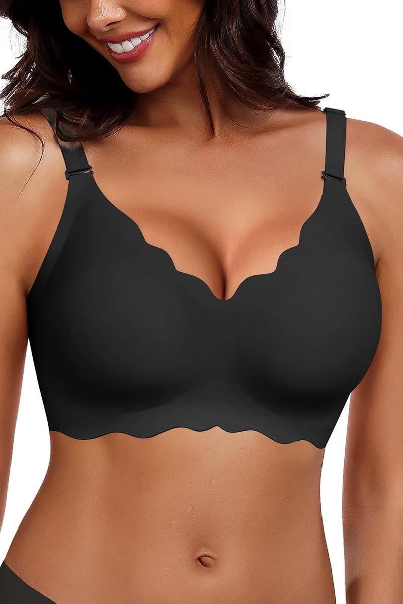 Dames Comfortabele V-Hals Onzichtbare Ondersteuning T-shirt-beha Naadloze Gevoerde Bralette Bh’s
