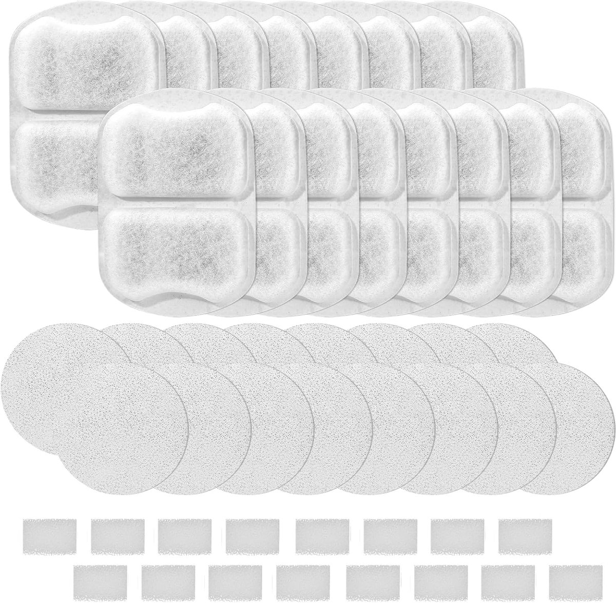 Waterfontein filter, automatische roestvrijstalen huisdierfontein vervangingsfilter hond waterdispenser-4 vervangende filters en 4 sponsfilters
