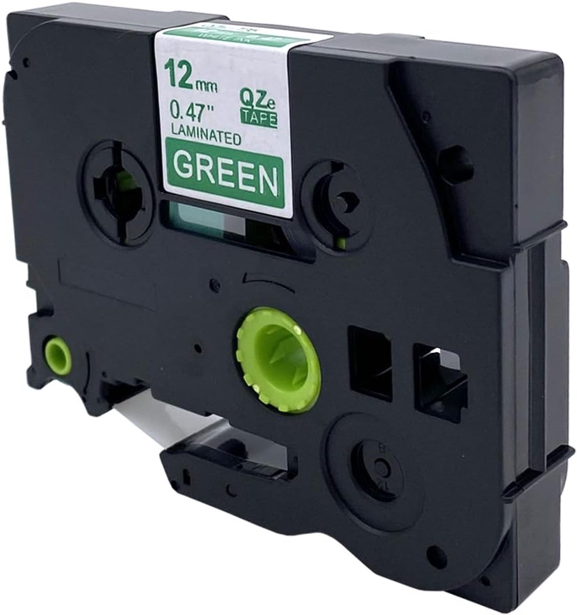 Label tape - 12mm x 8m - witte tekst op groene achtergrond - geschikt voor Brother P-Touch - SnelShoppen