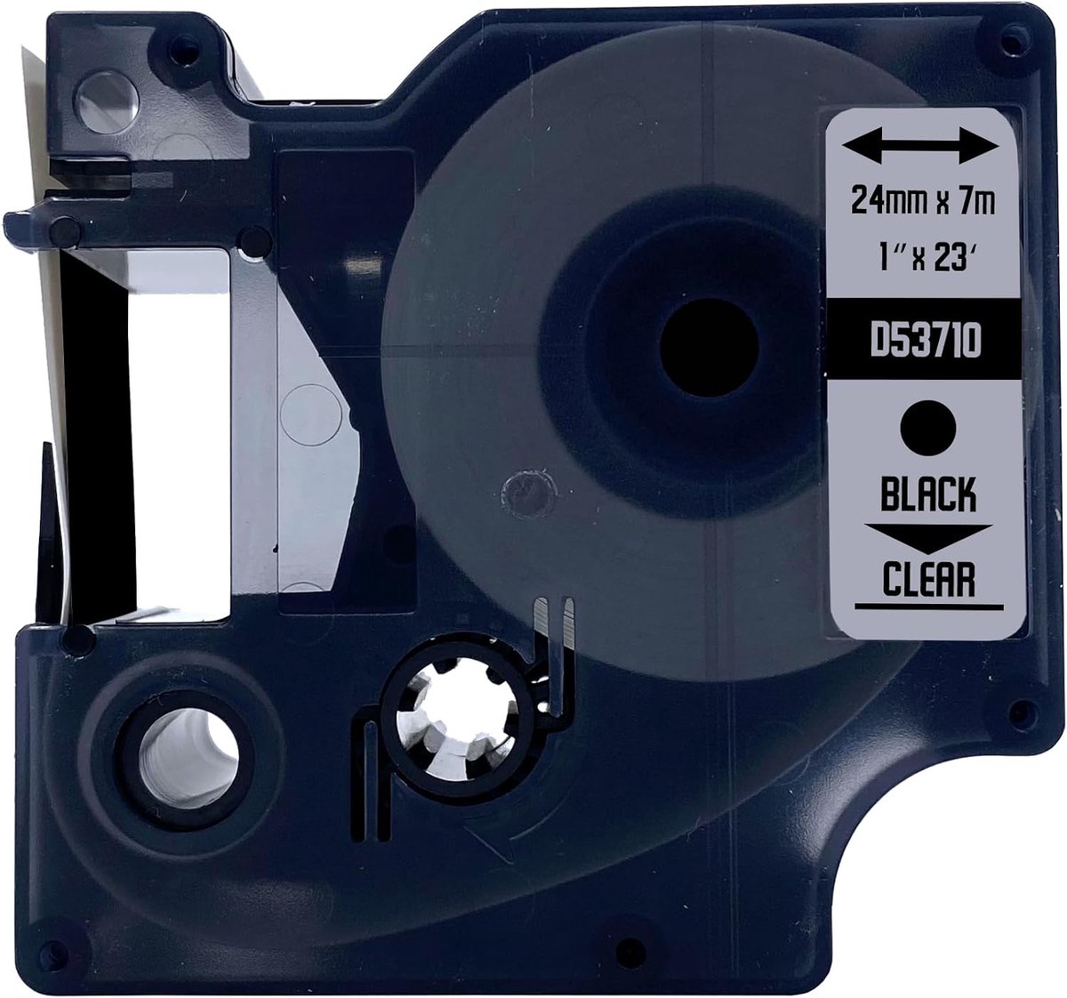 Label tape 24mm x 7m - zwart op transparant - permanent hechtend - geschikt voor Dymo - SnelShoppen