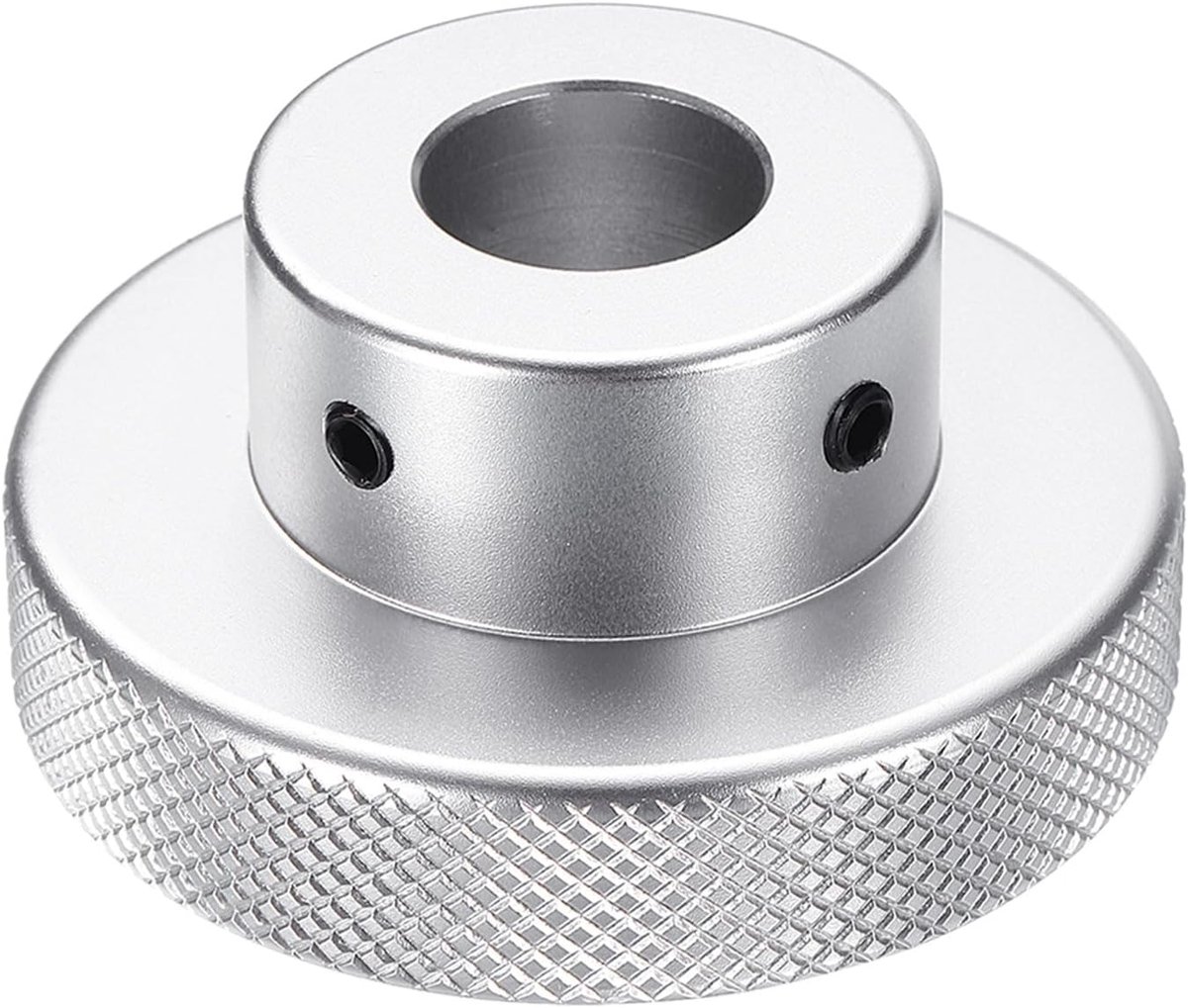 Aluminiumlegering handwiel 60 mm OD 17 mm boring aluminium freesmachine handvat machieedschap handwiel met sleutel en 2 stuks schroeven voor freesmachine draaimachine, zilverkleurig