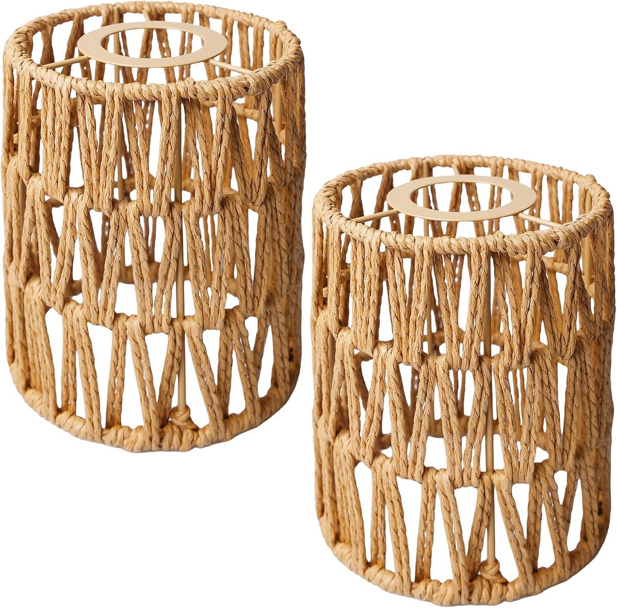 2 stuks Boho rotan lampenkap: lampenkap hanglamp, lampenkast, rotan hangend, natuurlijk, vervangend scherm Ø12cm klein voor tafellamp hanglamp plafondlamp staande lamp wandlamp