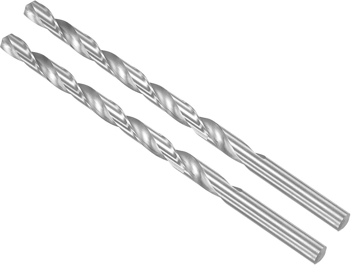 lange spiraalboor van hogesnelheidsstaal, diameter 10 mm, lengte 200 mm, rechte punt, twist jobber voor metaal, hout, kunststof, aluminium, 2 stuks