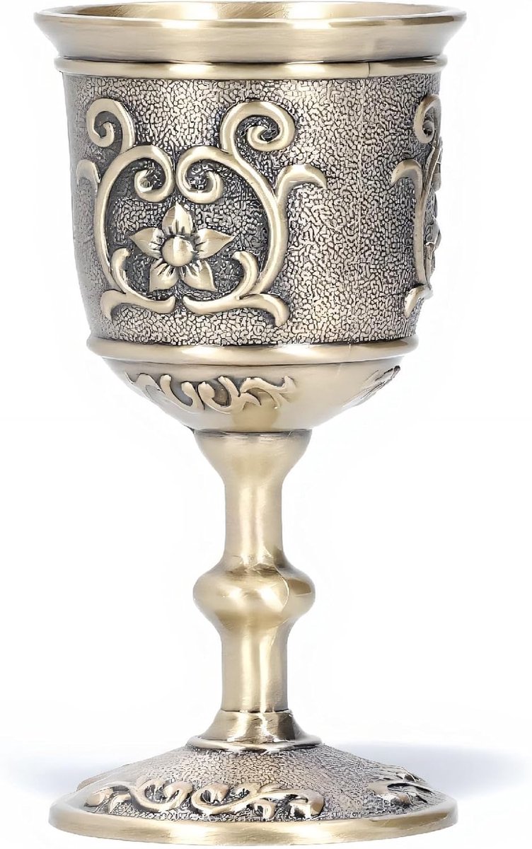 Reliëf Bronzen Wijnbeker Beker Europese Koninklijke Kelk , voor Bruiloften , Ideaal voor Het Drinken van Melk , Wijn , Het Verzamelen van Ornamenten (Lengte 37