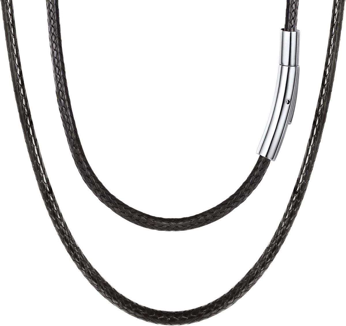 Halsketting/armband mode kunstleer collier waskoord ketting 2 mm/3 mm breed zwart gevlochten leren ketting gothic leren band met roestvrijstalen sluiting 40/45/50/55/60/65/70/75cm