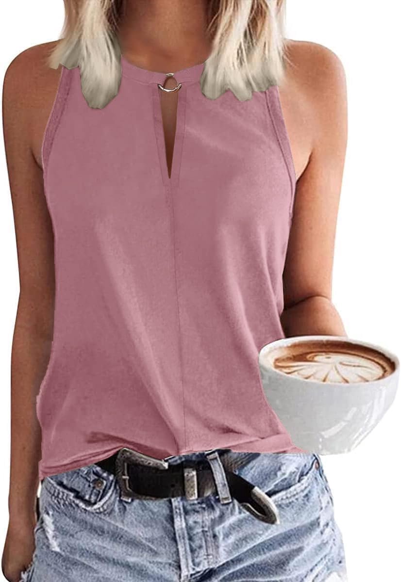 Tanktop voor dames, zomer, mouwloos, ronde hals, tops, losse print, blouse, casual bovenstuk