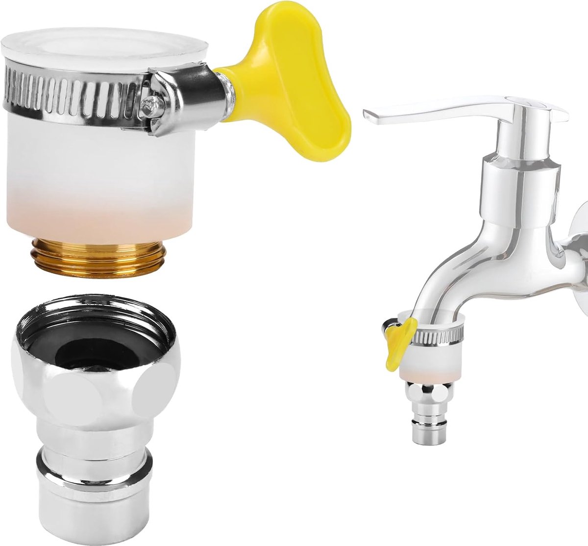 2 verpakkingen 1/2 inch kraanadapter, roestvrijstalen slangaansluiting, waterdief snel universeel voor keuken outdoor tuinkraan badkamer wastafel wasmachine (2 verpakkingen)