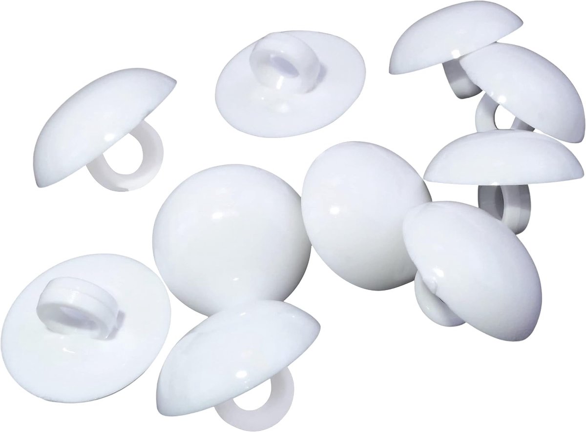 - C56558 - set met 10 ronde naaiknopen Ø12,8 x 8,7 mm wit - van kunststof - opening 3 mm - kort naaien kleding handwerk breimode decoratie