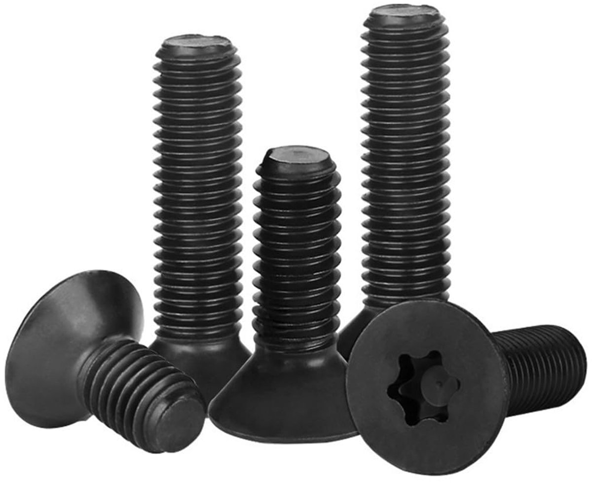20 Stuks Schroeven met Verzonken Kopschroeven Torx Zwart M4 x 12mm Roestvrij Staal A2 V2A Platte Verzonken Kop Schroeven Torx Machinebouten voor Machine en Huismeubilair