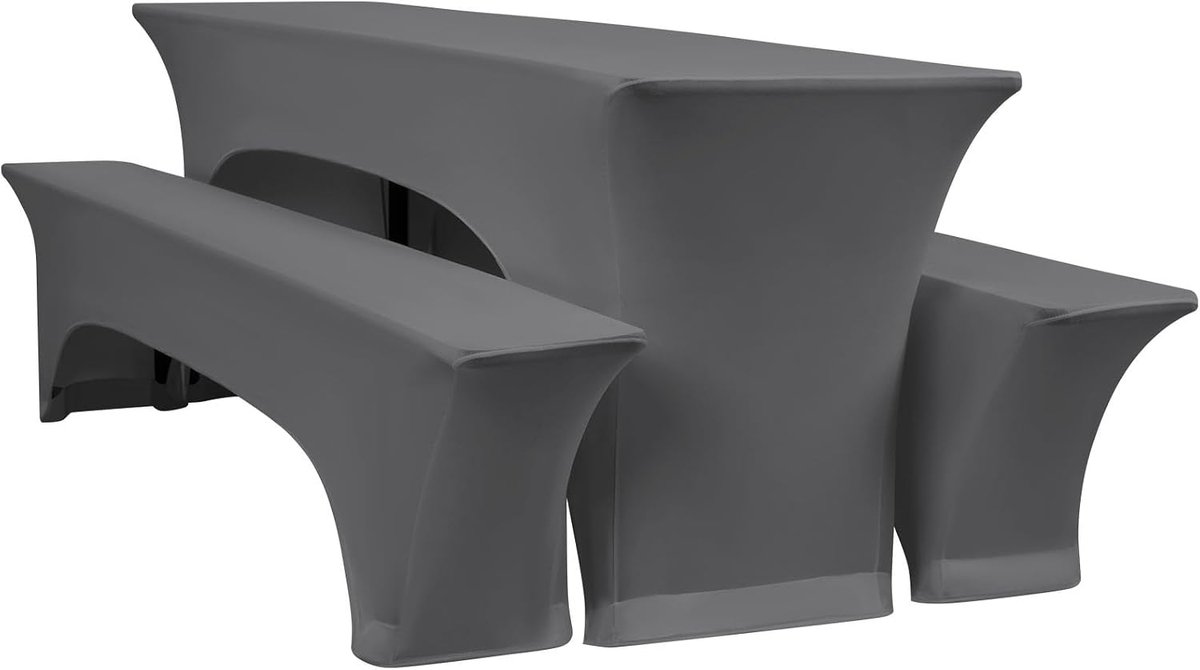 1 sets donkergrijze bierbankhoezen en tafelkleden, 70 cm tafelbreedte, 220 x 70 x 70 cm biertentsets voor tuinbanket tuinmeubilair. (3 verpakkingen)