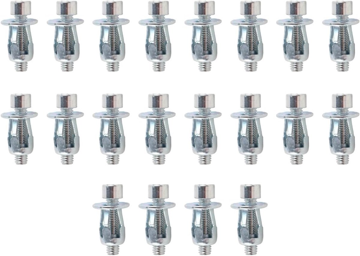 20 stuks zeskantkopschroef M6X25 van koolstofstaal en roestvrij staal, 20 mm huls voor montage van metalen, kunststof en aluminium platen