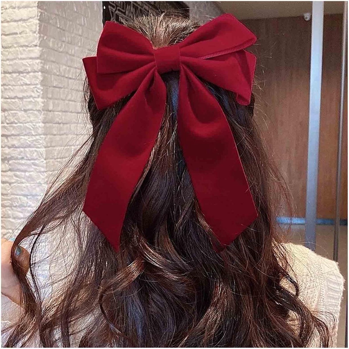 Fluwelen strik, haarclip, lange strik, grote boog, handgemaakt, eendenklapjes, haarsieraden, elegante haarband voor vrouwen en meisjes