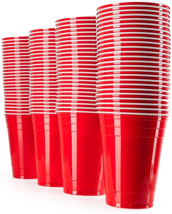 100 Party Cups Herbruikbaar - Original American Red Cups - Bierpong Bekers - Inhoud 16oz (473ml) Drinkbeker - Vaatwasserbestendig - Rode Party Cups