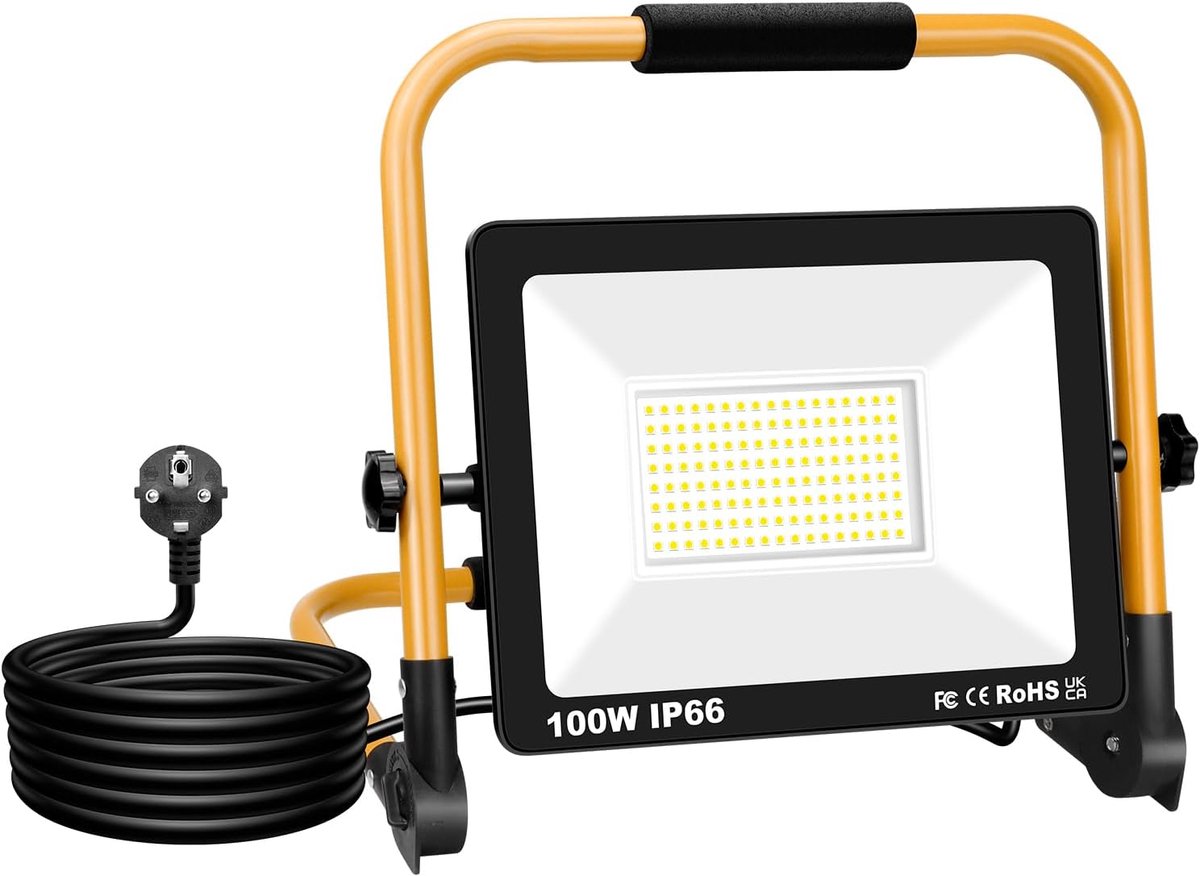 Werklicht 100W - 10000LM - IP66 Waterdicht - Voor Bouw en Camping - SnelShoppen