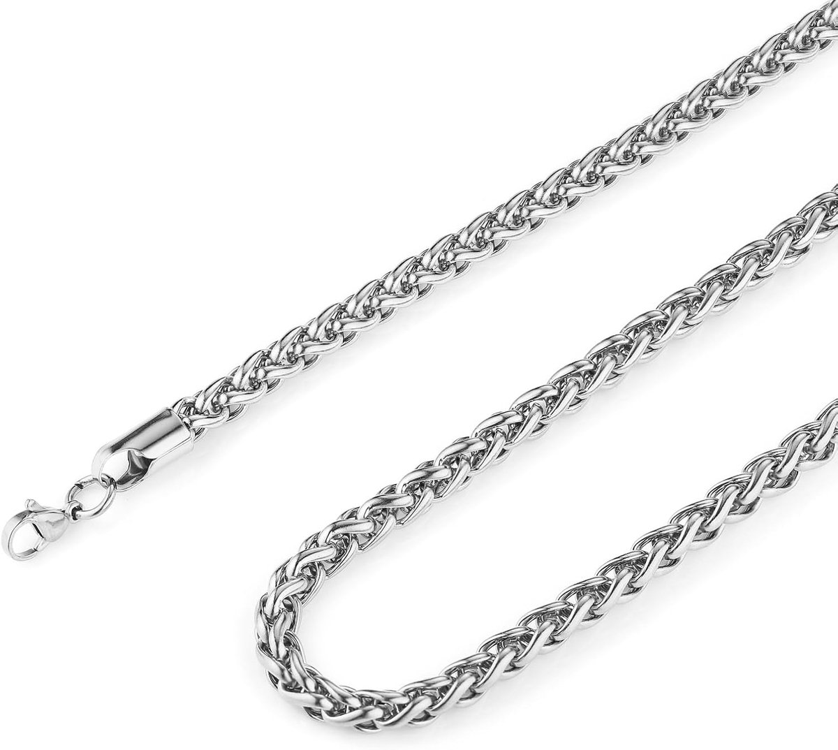 6.0mm Rvs Zilver Tarwe Ketting Kettingen voor Mannen Vrouwen Klassieke Cool Link Ketting Sieraden Gift 16 "-30" (Zilver, 18), Roestvrij staal
