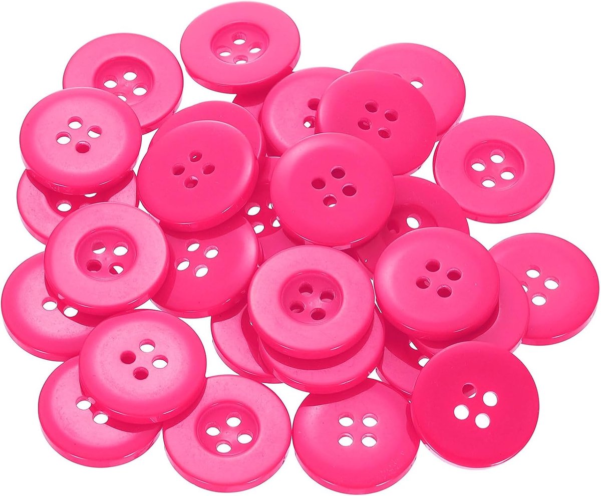 60 stuks 32L naaiden 4/5" (20mm) ronde platte 4-gaats resin knopen ter vervanging voor naaien, kleding en doe-het-zelf roze