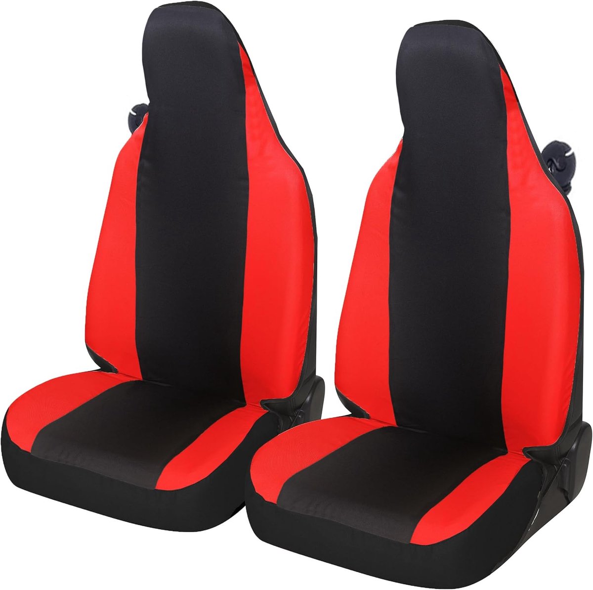 Accessori Lupex Autostoelhoezen compatibel met Smart Fortwo 450 451 en 453, gemaakt in Italië, katoenmix (zwart - rood)