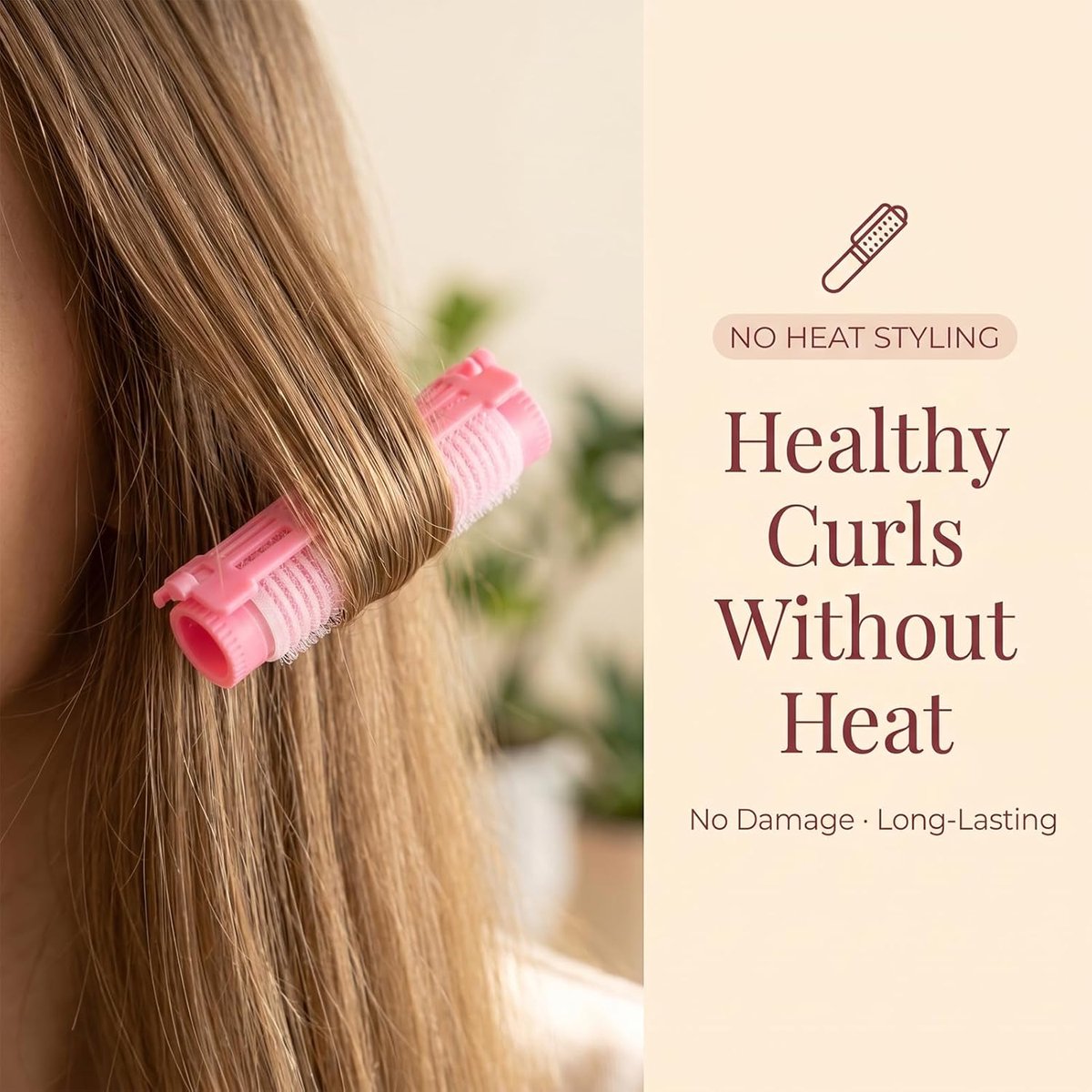 Haar Permanent Staven Pluizig Permanent Staaf Haarroller Krultang voor Stijlvolle Vrouwen en Meisjes, Plastic Hars Kappersgereedschapsset voor Salon Thuisgebruik (PINK)