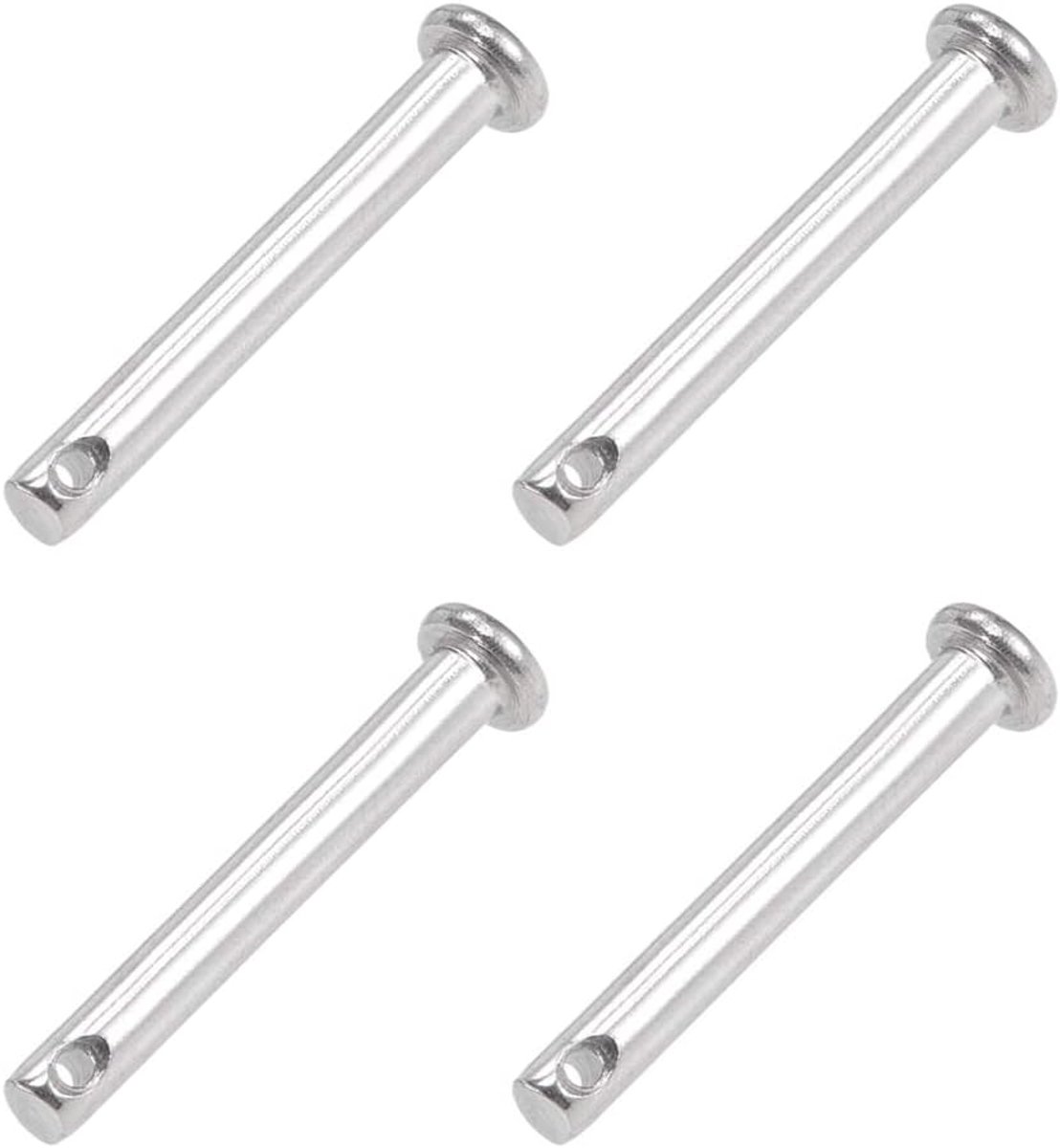 Sourcing map 4 stuks enkele gats vorkbouten 4 mm x 30 mm platte kop 304 roestvrij staal schakelscharnier pen