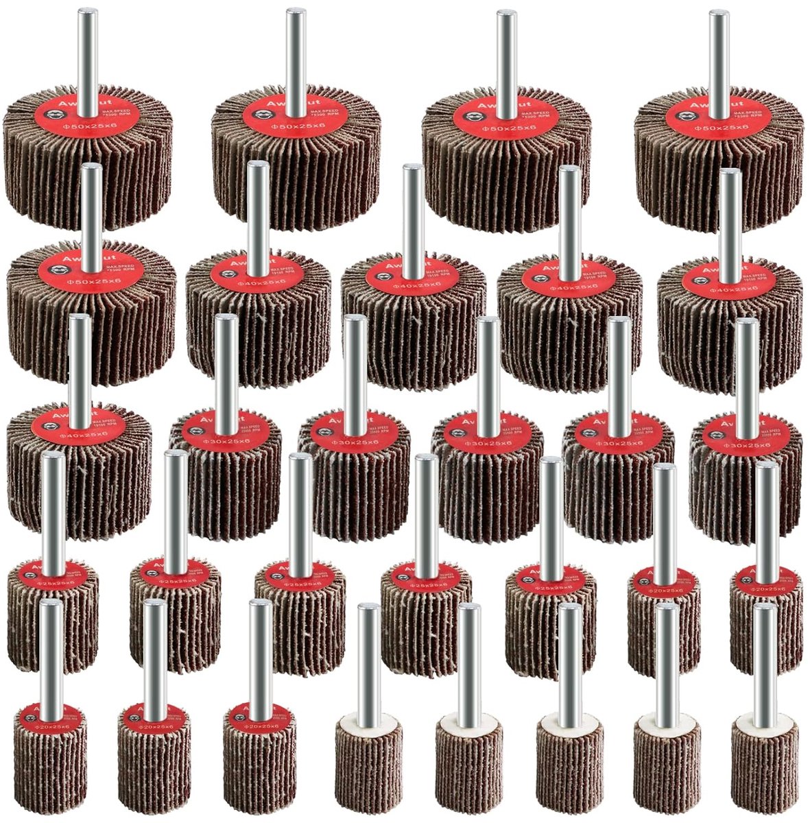 Lamellenschijven voor boormachine, slijpmachine, roterend gereedschap, schuurborstel, korrel 80, schuurpapier, 30 stuks