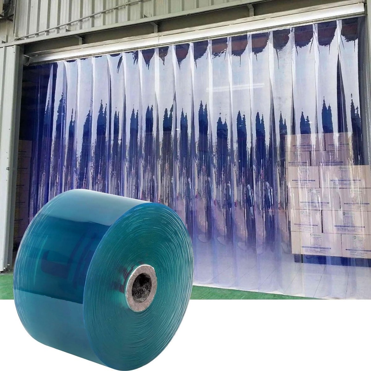 50 m x 18 cm, 2 mm dik, transparant, lamellengordijn, doorzichtig, industrieel gordijn, weerbestendig, stalgordijn, deurgordijn voor stallen, winkels, hallen