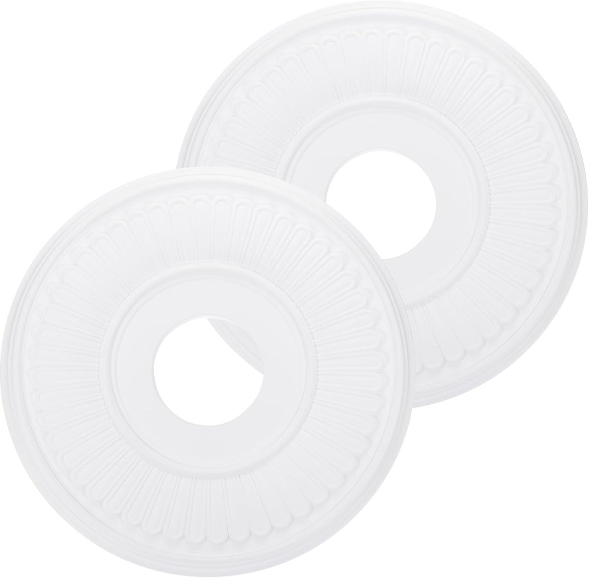 Plafondmedaillon, 2 stuks 33 inch Od x 4 inch Id Pu Decoratief medaillon voor plafondlamp Medaillon Kroonluchter Traditionele afdekking voor plafondverlichting ventilatoren, wit