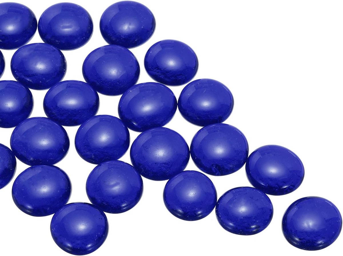 Glasparels, platte glazen edelstenen, blauw, 0,22 lbs (0,47 - 0,87 inch), glazen ks, kiezelstenen voor vazenvulling, aquarium, decoratie, doe-het-zelf, handwerk