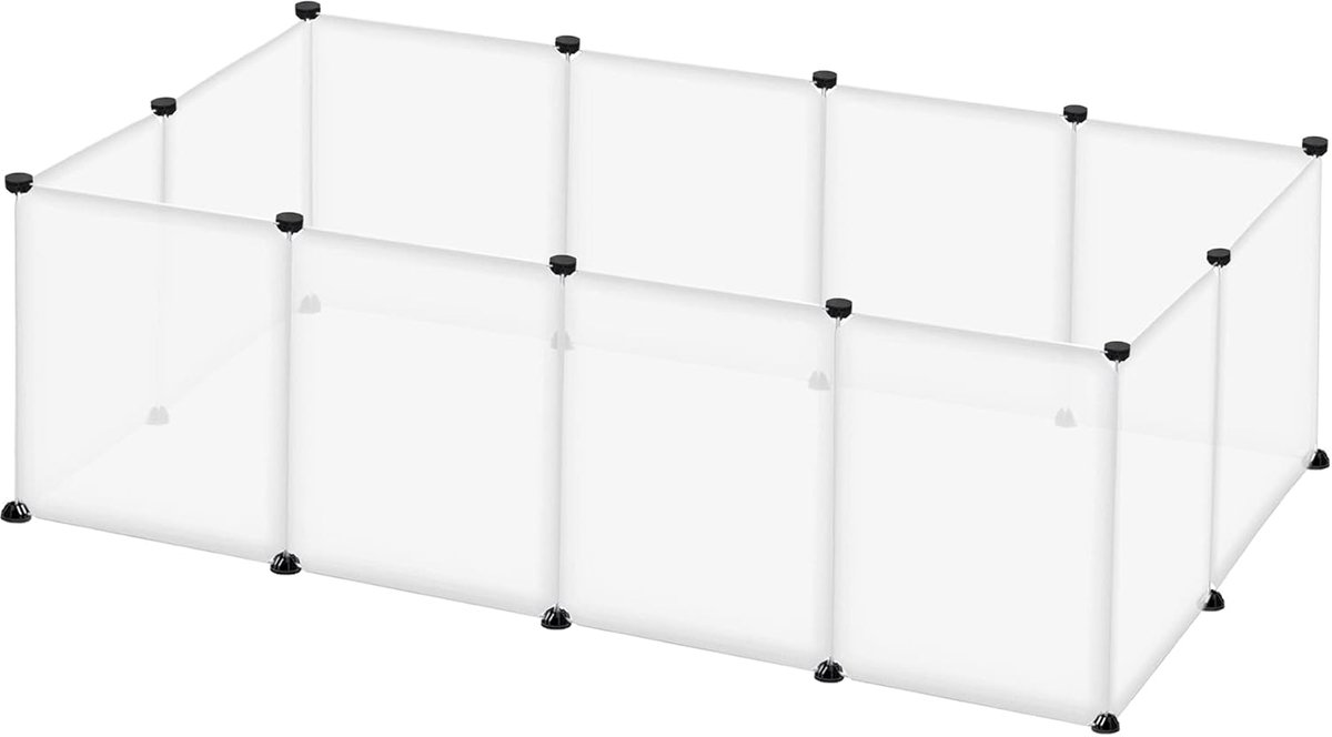 Buitenbox voor kleine dieren, speelhek, puppyverblijf, wit, geen deur (12 stuks)