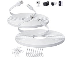 USB-C-verlengkabel, extra lange USB-A naar USB-C netsnoer voor Blink Mini 2, Outdoor 4, Ring Pan-Tilt Indoor Cam, Eufy Cam S3 Pro, SoloCam, wit, 2 stuks