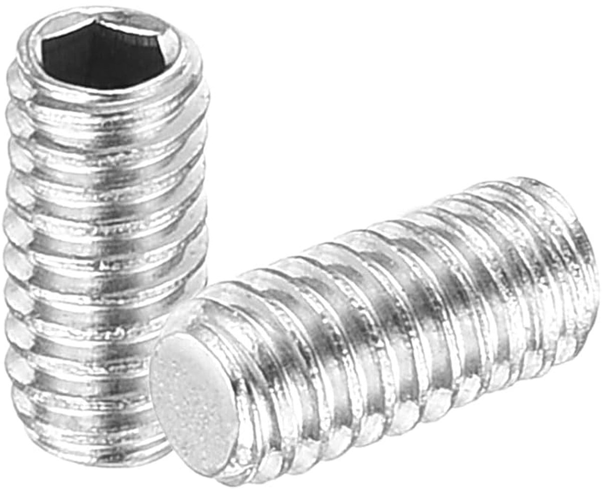 10 stuks zeskantige inbussleutel, M2,5 x 5 mm, 304 roestvrij stalen kop-binnenzeskantschroeven, platte punt-putschroef voor deurgrepen, verlichting, reparatie, zilver