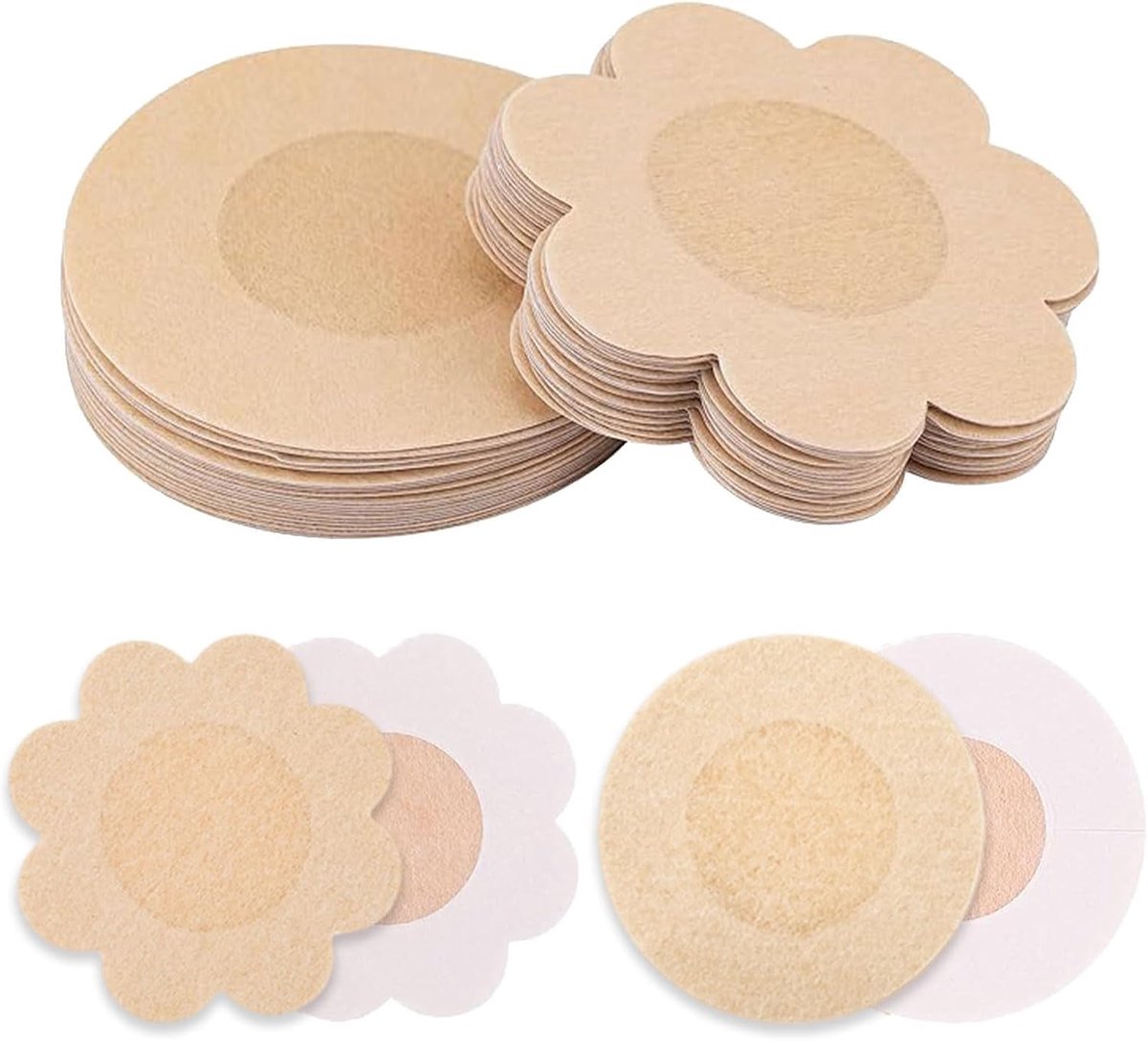 100 stuks tepelpads, tepelafdekking, onzichtbare wegwerp-tepelpads, tepelpads, tepelhoezen, tepelpatches, natuurlijke onzichtbare, zelfklevende tepelpads, ultradunne borststickers voor vrouwen