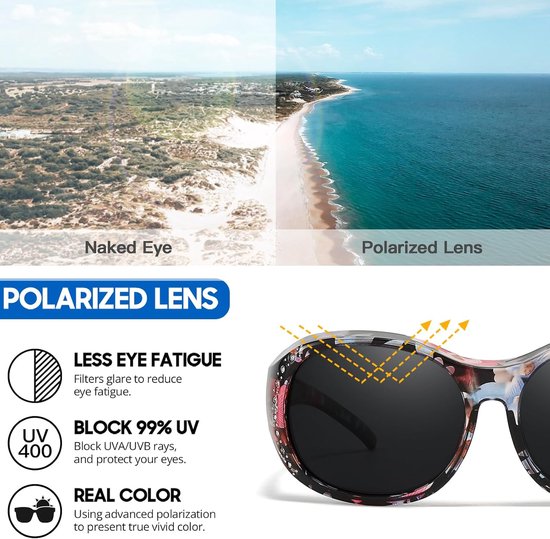 Zonnebril met gepolariseerde glazen, UV400-bescherming, oversized trendy montuur met glanzende accenten voor autorijden — afbeelding 4