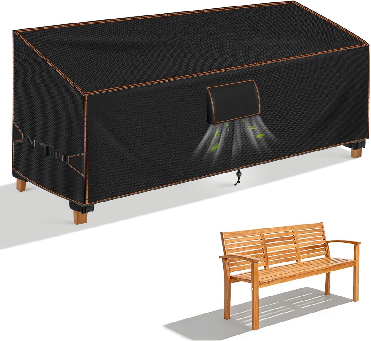 4 zits 203x75x66/91 cm, Waterdichte Beschermhoes, Zwart | Afdekking voor tuinmeubelen, balkon, terras, 420D oxford stof, uv-bestendig, wintervast, met drievoudige winddichting