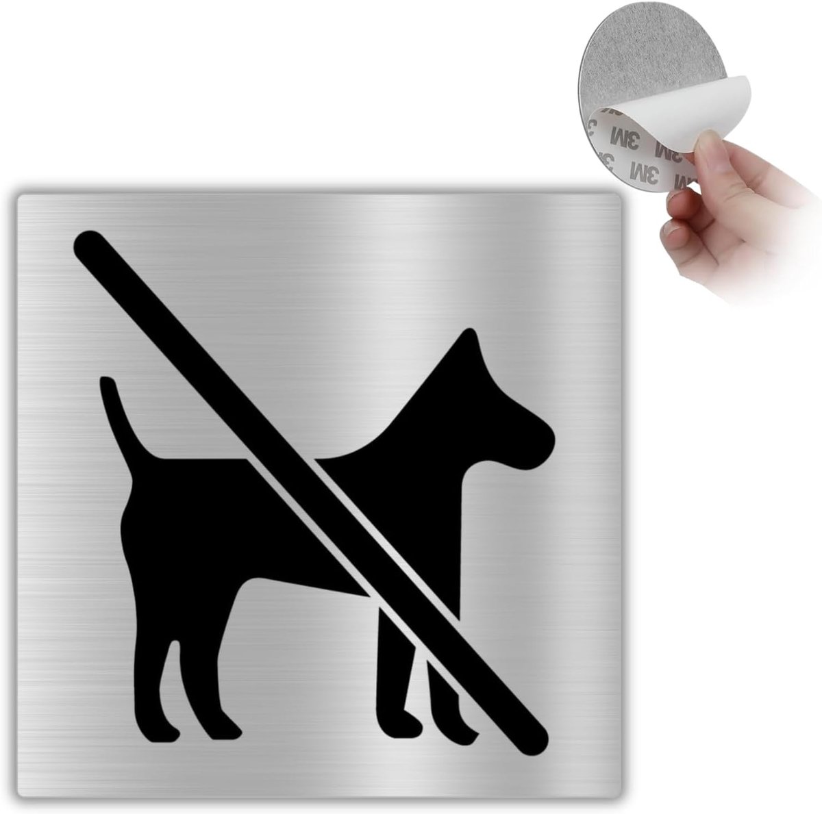 Hond - 10x10 cm - Aluminium - Hek Dicht Houden | Wandbord Hond Aanwezig in Tuin, Zelfklever Poort Sluiten, Plaat Loslopende Hond, Aanduiding Tuinpoort Altijd Gesloten