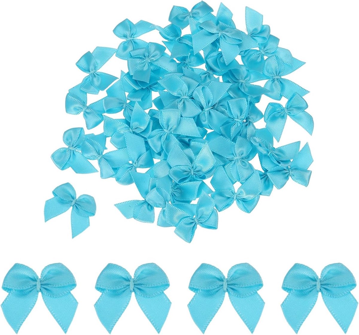 50 stuks mini linten, 2,5 cm, mini-stof, satijn, linten, bloemen voor knutselen, doe-het-zelf, naaien, bruiloft, verjaardag, feest, geschenkverpakking, linten, zeeblauw