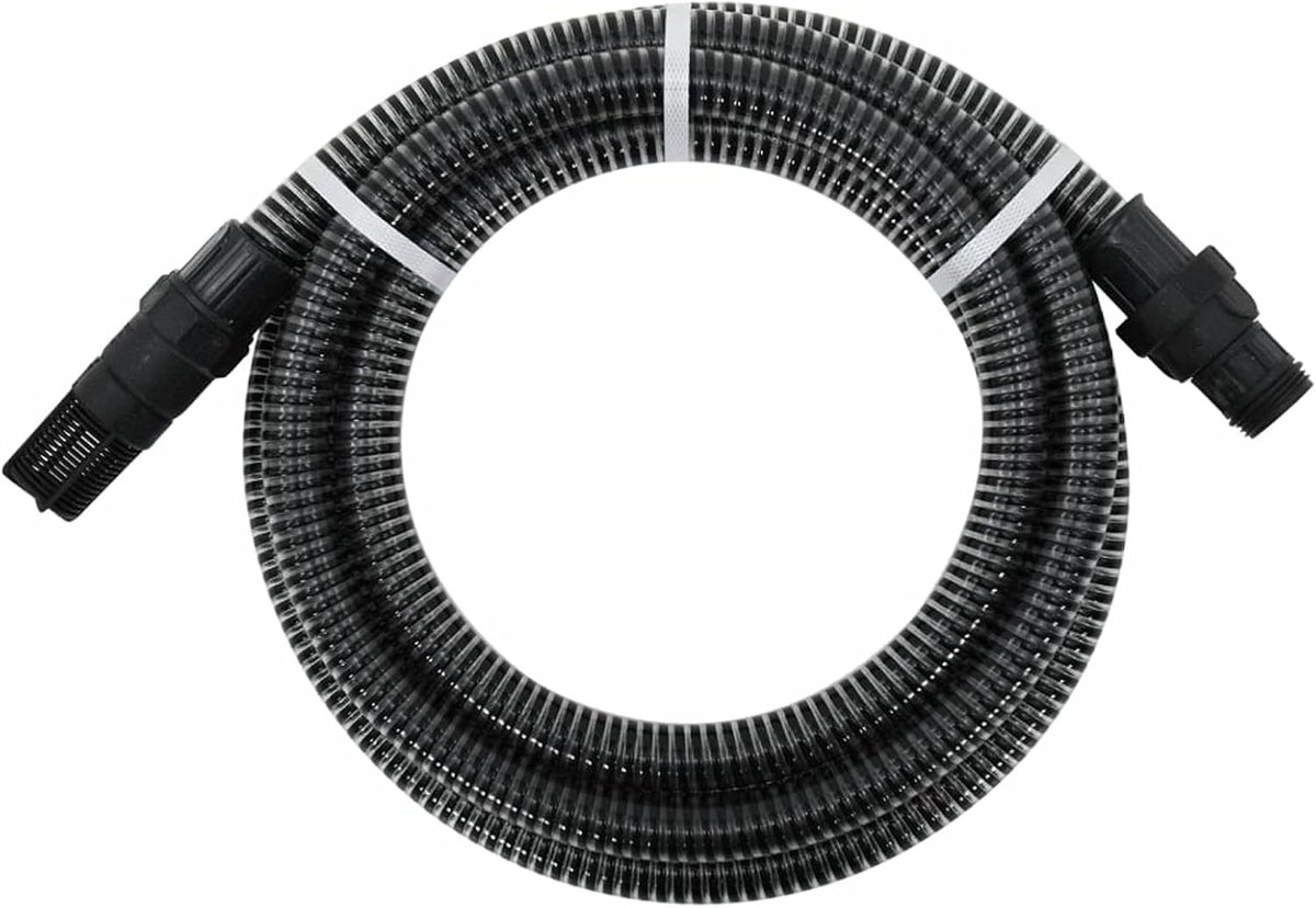 Zuigslang met pvc-aansluitingen, tuinslang, waterslang, aanzuigslang voor tuinpompen, huiswaterleidingen, waterfilters en andere waterbeheersystemen, 10 m, 22 mm, zwart