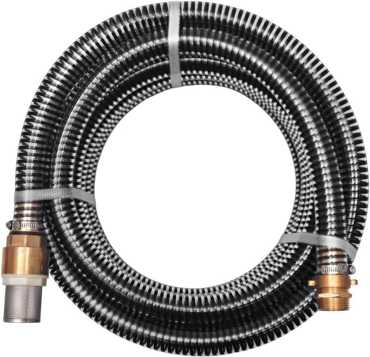 Aanzuigslang met messing aansluitingen, voor huiswaterleidingen, waterfilter, tuinpompen, 10 m, 25 mm, zwart