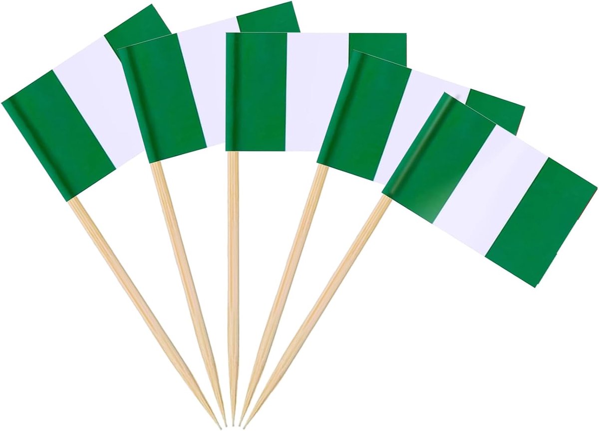 100/200 stks Nigeria Tandenstoker Vlaggen Cake Toppers, Nigeriaanse Cocktail Stick Vlag voor Sandwich Eten Cupcake Toppers Servies WK Feestartikelen Pub Event Decor (Nigeria, 200 stuks)