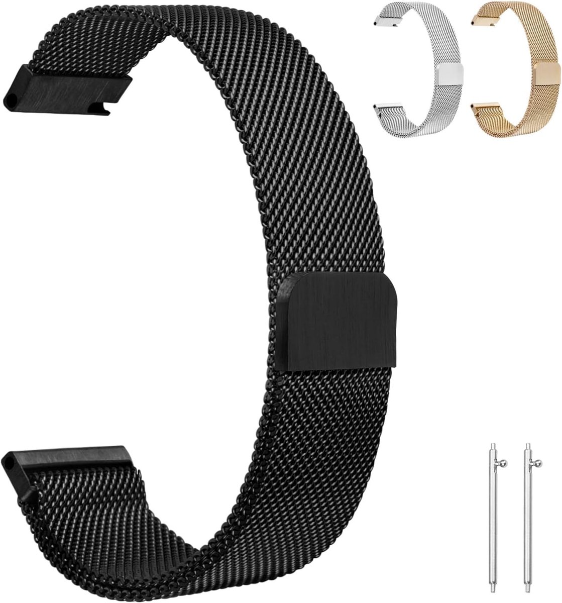 Horlogeband 20/22mm - Mesh geweven - Verstelbaar roestvrij staal - Snelle bevestiging voor smartwatch - SnelShoppen