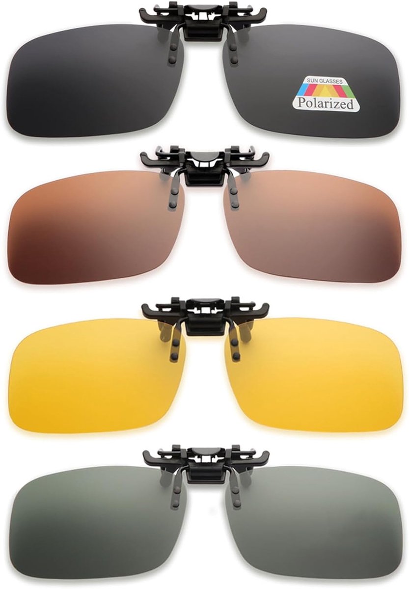Thijox - 4 Stk Polariserende Zonnebril Clip voor Heren en Dames, Lichtgewicht Flipup Bril Clip, Ideaal voor Autorijden, Vissen, Fietsen, Slijtvast en