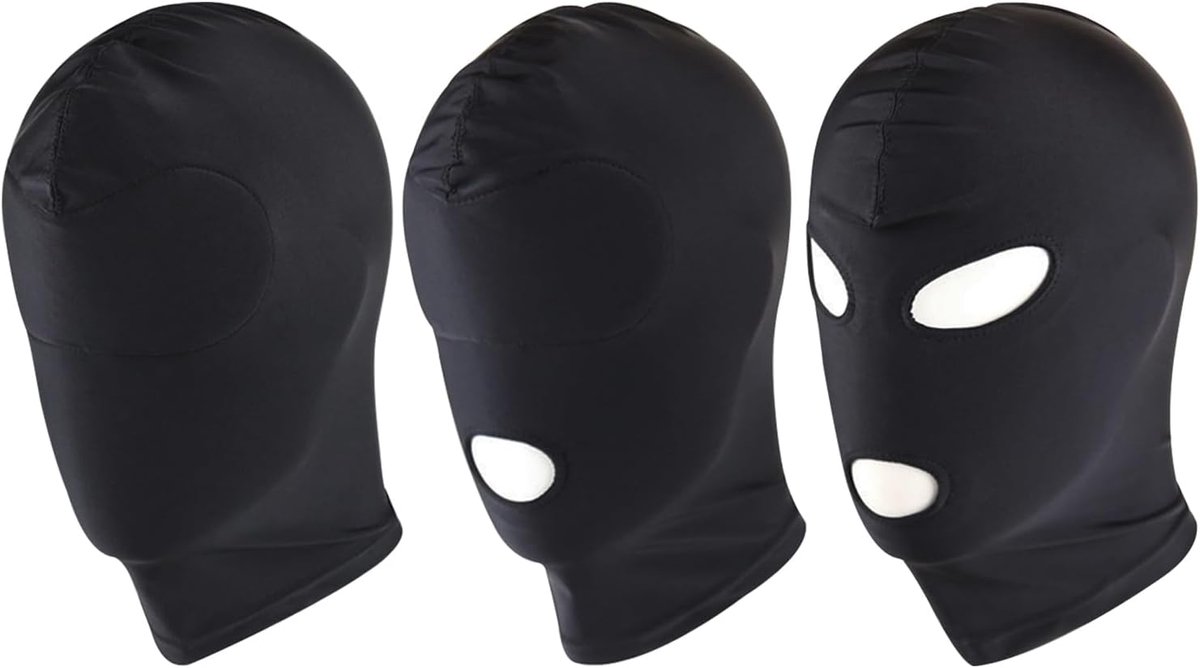 Volledige gezichtsbedekking masker set - zwart - open mond - ideaal voor Halloween en carnaval - SnelShoppen
