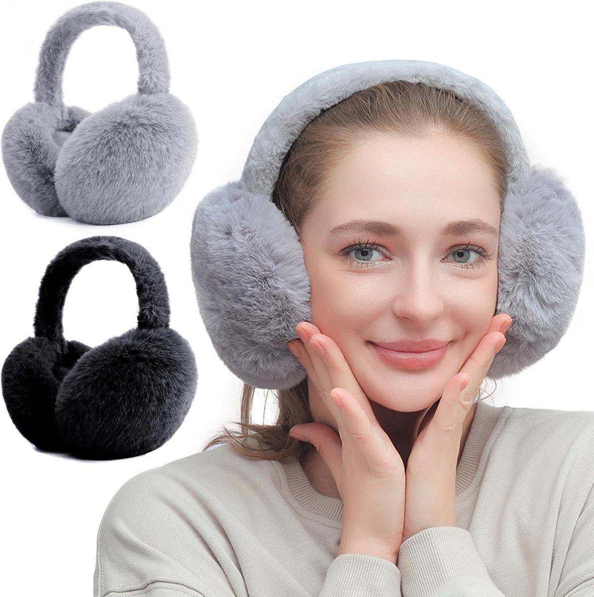 Oorkappen set van 2 - Vouwbare pluche oorkappen - Koude bescherming - Ideaal voor winterse dagen - SnelShoppen